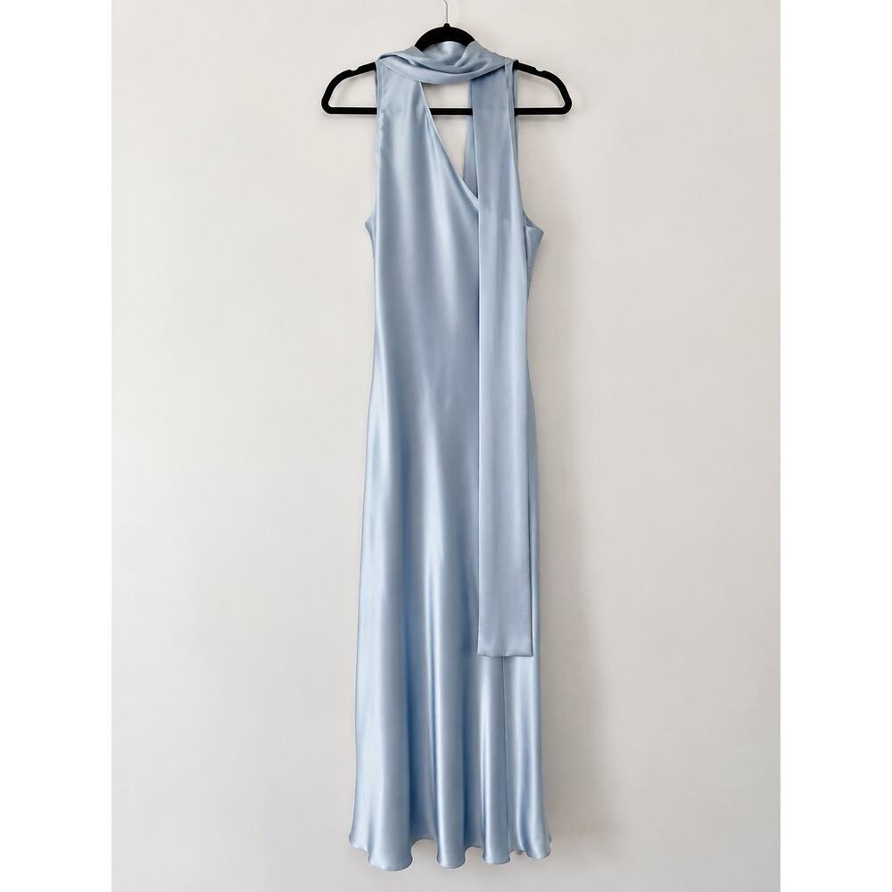 Reformation Jazlyn Silk Dress Mineral Blue Size 10 NWT - Picture 8 of 12